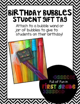 birthday bubbles student gift idea for students to write on their own paper and put them in the classroom