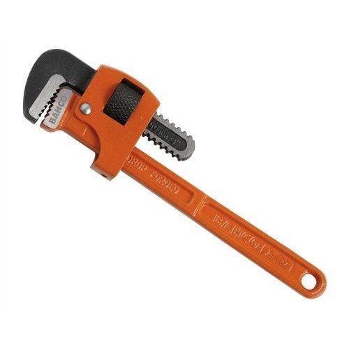 an orange and black wrench on a white background