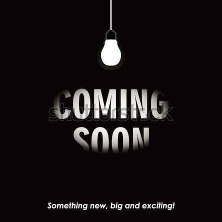 a black and white poster with the words coming soon written under a lightbulb