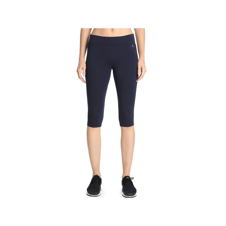 Keep cool when your workout heats up with these women's Danskin capri leggings.PRODUCT FEATURES Smooth, stretchy matte fabric Wide elastic waistband for flattering look Reinforced wicking gusset FIT & SIZING 16-in. approximate inseam Midrise sits above the hip FABRIC & CARE Cotton, polyester, spandex Machine wash Imported Size: Medium. Color: Navy. Gender: female. Age Group: adult. Stretch Go-dry Tights For Jogging, Athleisure Moisture-wicking Capris For Yoga, Moisture-wicking Athleisure Capris For Yoga, Athleisure Elastane Leggings For Jogging, Compression Capri Leggings For Pilates, Athleisure Capris For Gym, Capri Length, Black Knee-length Athleisure Activewear, Sports Capri Length Solid Leggings, Athleisure Capris For Gym