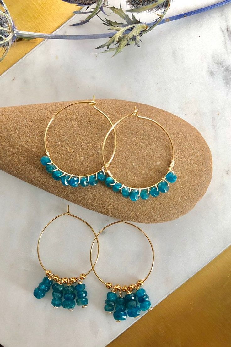 Elegant Blue Apetite Stones beaded and dangle in either choice of silver plated hoops, sterling silver hoops, gold plated hoops, or 14k gold filled hoops. Perfect bohemian jewelry, perfect size and dangle. Super gorgeous with boho outfits. Light and comfortable. Make a statement today! 💜Simple, Dainty and Elegant Raw Natural Stones for everyday wear that's lasting. Simple yet elegant especially the shine and color are so gorgeous.The picture does not do it justice it and is much prettier in per Blue Bohemian Hoop Earrings With Natural Stones, Bohemian Blue Hoop Earrings With Natural Stones, Blue Bohemian Hoop Earrings For Everyday, Blue Natural Stone Dangle Hoop Earrings, Bohemian Blue Wire Wrapped Hoop Earrings, Blue Bohemian Sterling Silver Hoop Earrings, Bohemian Blue Sterling Silver Hoop Earrings, Blue Bohemian Small Hoop Jewelry, Bohemian Blue Small Hoop Jewelry