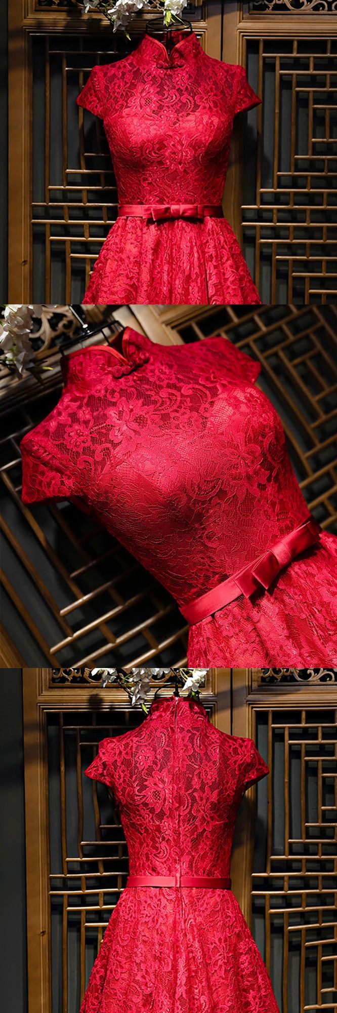 Only $89, Homecoming Dresses Chinese Burgundy Qipao Style Short Reception Party Dress With Sleeves #MYX18209 at #GemGrace. View more special Bridal Party Dresses,Homecoming Dresses now? GemGrace is a solution for those who want to buy delicate gowns with affordable prices. Free shipping, 2018 new arrivals, shop now to get $5 off! Elegant Floor-length Evening Dress For Ceremony, Festive Lace Dress For Banquet, Elegant Sleeveless Fitted Cheongsam, Fitted Cocktail Gown For Party Season, Fitted Holiday Dress For Banquet, Fitted Holiday Banquet Dress, Holiday Banquet Fitted Dress, Elegant Sleeveless Cheongsam For Evening, Elegant Sleeveless Evening Cheongsam