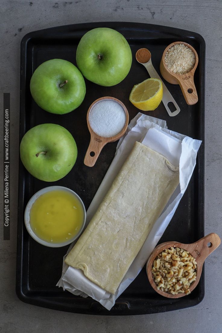 an assortment of ingredients are displayed on a tray