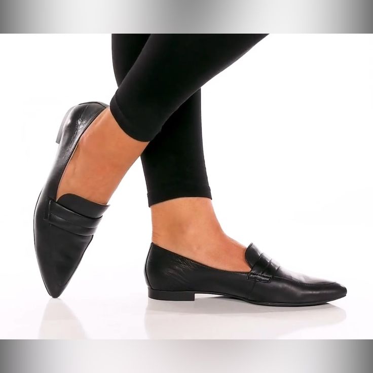 A Single Quilted Strap Gently Arches Over A Beautiful Leather Loafer Sculpted With A Pointed Toe And Flexible Sole For Fluid Movement. 3/4" Heel Approx Leather Upper And Lining/Latex-Rubber Sole Made In Austria Elegant Pointed Toe Slip-on Flats For Work, Chic Formal Slip-ons With Low Heel, Chic Slip-on Tassel Loafers For Work, Elegant Slip-on Loafers With Pointed Toe, Elegant Workwear Slip-ons With Rubber Sole, Elegant Slip-on Leather Loafers, Sleek Round Toe Slip-ons For Office, Sleek Office Slip-ons With Round Toe, Elegant Leather Slip-ons With Textured Sole