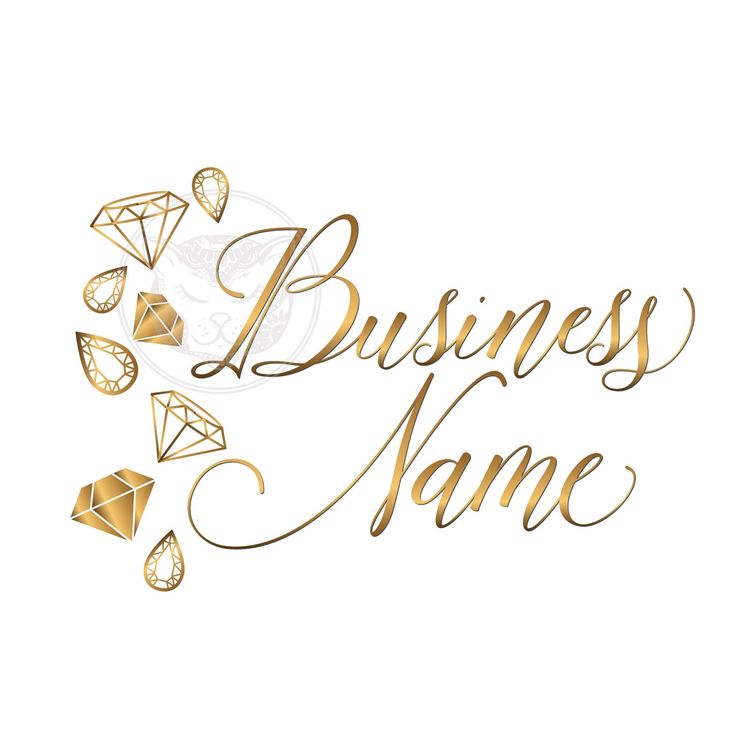 the words business name with gold diamonds