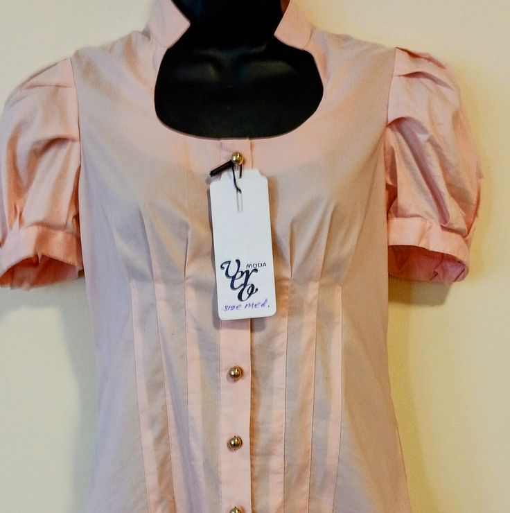 Hi, Here's A Stunning Pink Cotton Top , Open Round Front Details, Short Sleeves, Gold Tone Buttons, Body Blouse. Nice For Evening Summer , By Vero Moda Sz Med. Women. Feminine Fitted Blouse With Buttons, Fitted Feminine Blouse With Buttons, Fitted Spring Blouse With Buttons, Fitted Feminine Button-up Shirt, Fitted Puff Sleeve Shirt With Buttons, Feminine Fitted Button-up Shirt, Pink Fitted Short Sleeve Shirt, Fitted Blouse With Buttons For Spring, Fitted Button Blouse For Spring