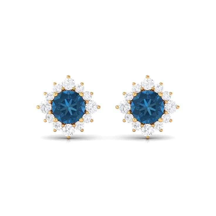 Product Details Look as stunning as ever while flaunting this pair of Halo Stud Earrings featuring a Round Shape London Blue Topaz Gemstone in the center set in prong setting encircled by a Halo of sparkling Round Shape Diamond. The Classic Stud Earrings beautifully crafted in Solid Gold will make you the center of attraction at all your parties. Product Information SKU SHP-EARRINGS112113583 Length 7.5 mm Width 7.5 mm Height 3.6 mm Weight 1.20 gm (Approximate) LONDON BLUE TOPAZ INFORMATION No.of Luxury Blue Round Cut Earrings, Pierced Blue Topaz Round Earrings, Blue Topaz Round Earrings, Luxury Classic Blue Topaz Earrings, Yellow Gold Topaz Earrings, Round Shape, Halo Stud Earrings, Blue Topaz Gemstone, Halo Earrings Studs, Signature Jewelry