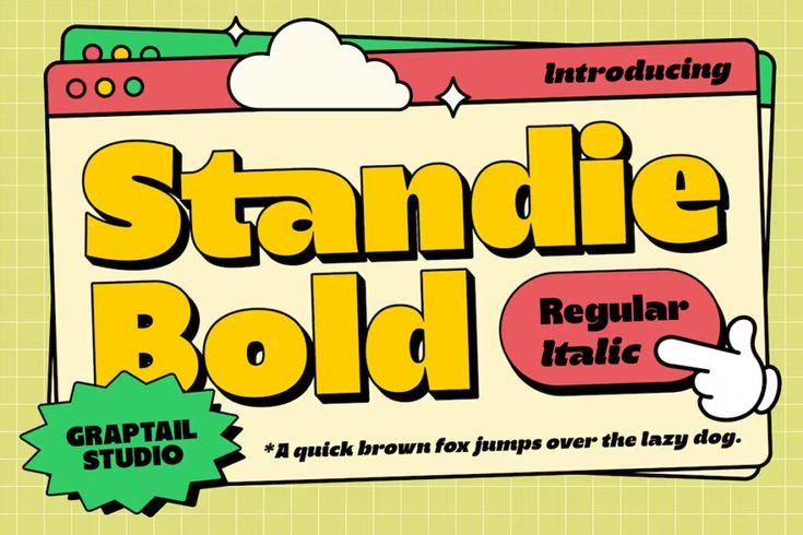 the logo for standie bold regular kralic, with an arrow pointing to it