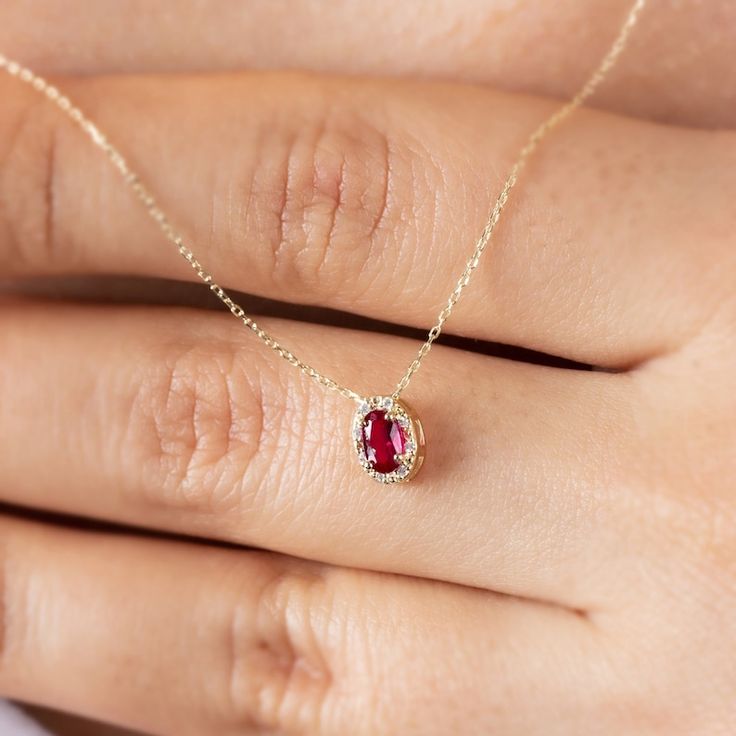 Diamond Ruby Necklace Oval Cut Real Diamond & Ruby, 14K Solid Gold, Minimalist, July Birthstone, Perfect Gift for Mother's Day Wife - Etsy Vietnam Oval Diamond Necklace For Valentine's Day, Oval Gemstone Birthstone Necklace In Fine Jewelry Style, Oval Birthstone Jewelry For Valentine's Day, Oval Diamond Jewelry For Valentine's Day, Oval Gemstone Birthstone Necklace For Anniversary, Oval Ethical Birthstone Necklace For Anniversary, Red Oval Diamond Cut Necklace, Oval Birthstone Necklace For Anniversary, Valentine's Day Oval Gemstone Jewelry