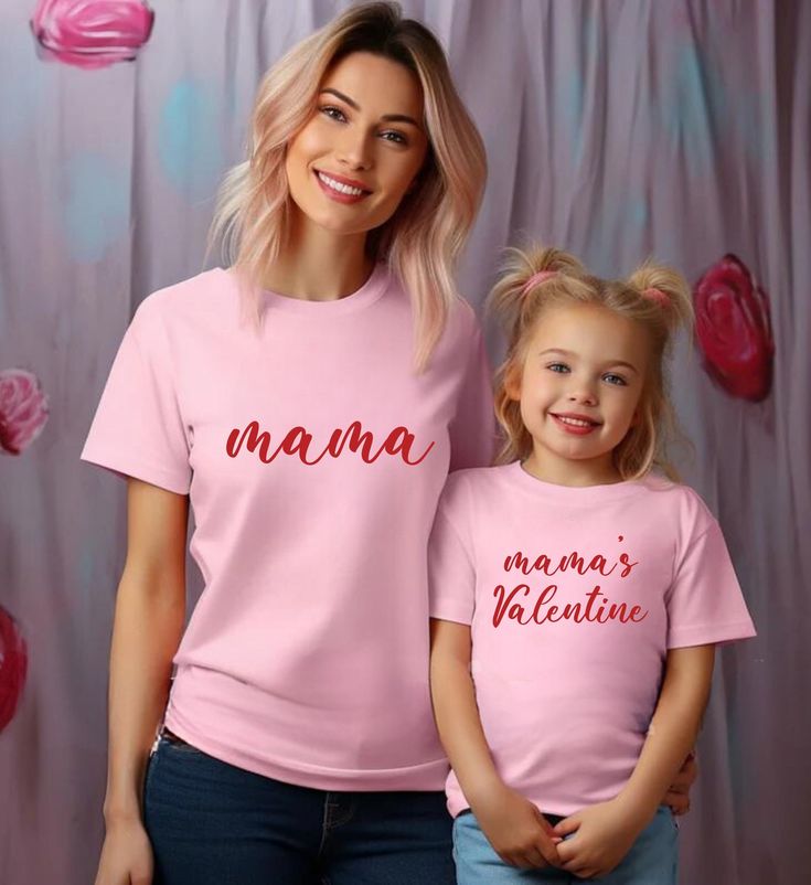 Personalized Mama and Mama's Valentine Shirt,Sweatshirt, Mom And Baby Matching Shirt, Daughter Kid Sweatshirt, Baby Romper gift,Retro OutFit Unisex Short Sleeve Tee * 100% Airlume combed and ringspun cotton (fiber content may vary for different colors) * Light fabric (4.2 oz/yd² (142 g/m * Tear away label * Runs true to size * Non-chlorine: bleach as needed; Tumble dry: low heat; Iron, steam or dry: medium heat; Do not dryclean; Machine wash: cold (max 30C or 90F). * One-sided printing is included in the price. * You can message us 24/7 for any questions. We will reply to you as soon as possible. (including Saturday and Sunday) HOW TO ORDER: 1- Select the shirt color. 2- Select the shirt size. 3- Click to Add to Cart. ---------- Production and Shipping ---------- Production: 1-3 days Stand Valentines Shirt, Unisex Shorts, Matching Shirts, Baby Romper, Kids Sweatshirt, Mom And Baby, Retro Outfits, Light Fabric, Short Sleeve Tee