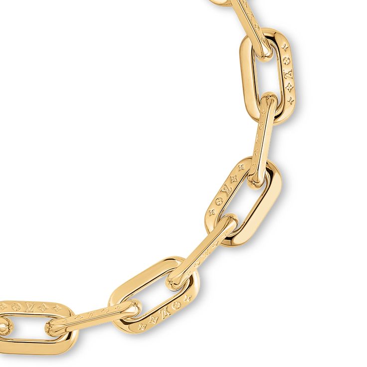 LOUIS VUITTON® - Lv Edge Necklace Mm - Gold Edge Necklace, Louis Vuitton Necklace, Louis Vuitton Official, Chain Links, Link Necklace, The Line, Women Collection, Chain Link, Gold Color