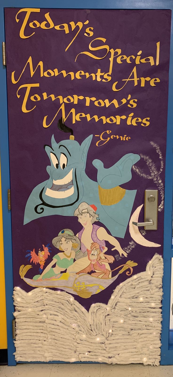 a door decorated with an image of the little mermaid and other disney characters on it