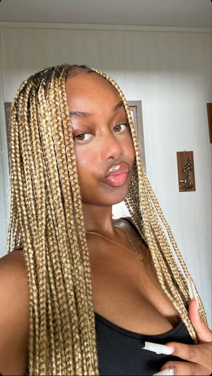 Colored Knot Less Braids, Braids Blonde, Hair Styles Braids, Blonde Box Braids, Styles Braids, Big Box Braids Hairstyles, Birthday Hairstyles, Blonde Braids, Box Braids Hairstyles For Black Women