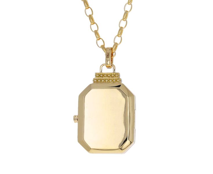 This Sorellina necklace is perfect for adding a touch of playful, edgy elegance to any look. The rectangular tablet of black onyx is topped by a double row of diamonds and set with an 18K yellow gold star encrusted with shimmering diamonds. Push the tiny star on the side to open the locket which hangs from the diamond set bale at the center of the 18K yellow gold chain. total length : just under 20" : 18K yellow gold18K yellow gold, onyx, diamond and sapphire locket : 1 1/4" x 3/4"black onyx : 1 Rebecca Overmann, Edgy Elegance, Vintage Inspired Jewelry, Tiny Star, Yellow Gold Chain, Diamond Set, Gold Star, Locket Necklace, Gold Stars