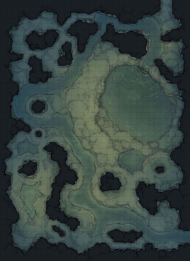 The Pooling Caverns Battle Map Dragon Cave, Underground Map, Dnd World Map, Underground Caves, Battle Map, Fantasy World Map, Dnd Dragons, Tabletop Rpg Maps, Hand Drawn Map