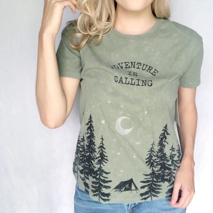 Super Soft. Camping Forest Scene. Pit To Pit: 18.5” Length: 24” New With Tag. 100% Cotton. Spring Graphic Print Tops For Outdoor, Casual Green Tops For Outdoor Activities, Outdoor Graphic Tee With Crew Neck, Graphic Tee With Crew Neck For Outdoor, Cotton Graphic Print Tops For Outdoor Activities, Green Cotton Top For Outdoor Activities, Casual Crew Neck Top For Outdoor Activities, Green Cotton Tops For Outdoor Activities, Relaxed Fit Top With Text Print For Outdoor