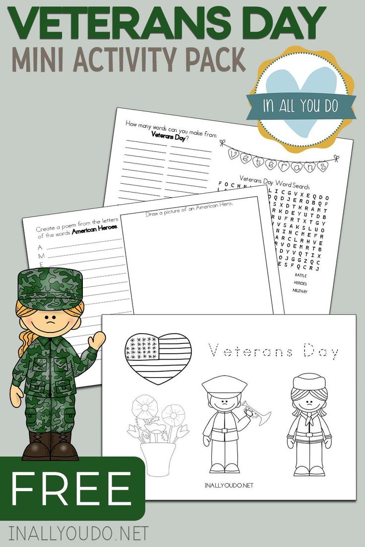 veterans day mini activity pack with free printables for kids to color and cut