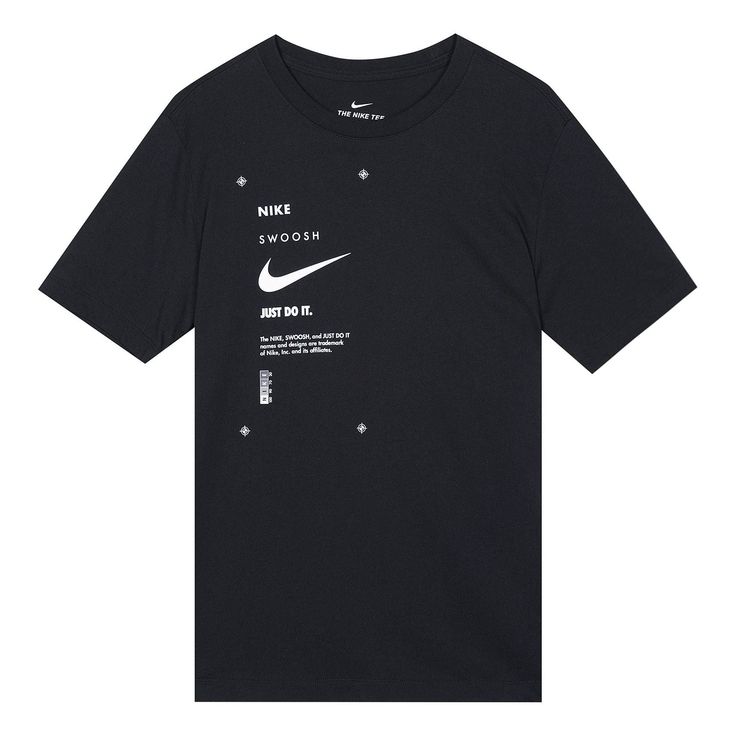 Nike AS Men's Nike Sportswear SWSH Club Tee Black DJ5374-010 (Round Neck/Short Sleeve) Black Sports T-shirt With Graphic Design, Nike Black T-shirt For Sports Season, Urban Black Workout T-shirt, Sporty Graphic T-shirt For Sports, Dri-fit Crew Neck T-shirt For Streetwear, Functional Black Sports T-shirt, Nike Black Athleisure T-shirt, Sportswear T-shirt With Graphic Print For Light Sports, Nike Functional T-shirt For Sports Events