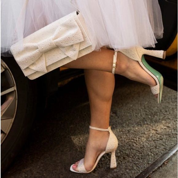 Purchased These Heels For My Wedding But Ended Up Going With Something Different! They Are Gorgeous And Never Worn, Only Tried On Around My House. No Flaws, Just Didn't Work With My Wedding Dress! Chic Summer Wedding Guest Shoes, Chic Summer Wedding Shoes, Feminine Open Toe Wedding Shoes With 4-inch Heel, Chic Wedding Sandals With Open Heel, Chic Round Toe Wedding Sandals, Spring Wedding Guest Sandals With Ankle Strap, Spring Wedding Sandals With Wrapped Heel, Chic Ankle Strap Sandals For Wedding, Feminine Low Heel Sandals For Weddings