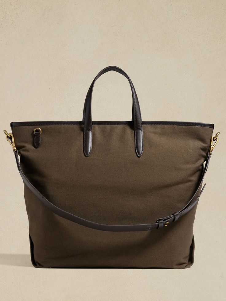 Leather Trim Canvas Tote | Banana Republic Factory Coated Canvas Weekender Bag With Adjustable Strap, Coated Canvas Duffle Bag With Top Carry Handle, Everyday Tote Weekender Bag With Adjustable Handle, Everyday Weekender Tote Bag With Adjustable Handle, Canvas Travel Bag With Adjustable Strap And Double Handle, Weekender Shoulder Bag With Adjustable Handle For Everyday Use, Everyday Tote Travel Bag With Adjustable Handle, Adjustable Handle Shoulder Weekender Bag For Everyday Use, Everyday Use Weekender Bag With Adjustable Handle