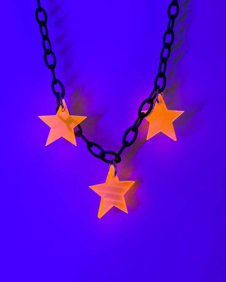 Blacklight reactive charms Glow on the dance floor Matching earrings in the shop Star Choker, On The Dance Floor, Neon Orange, The Dance, Dance Floor, Black Light, Neon Green, Neon Pink, Matching Earrings