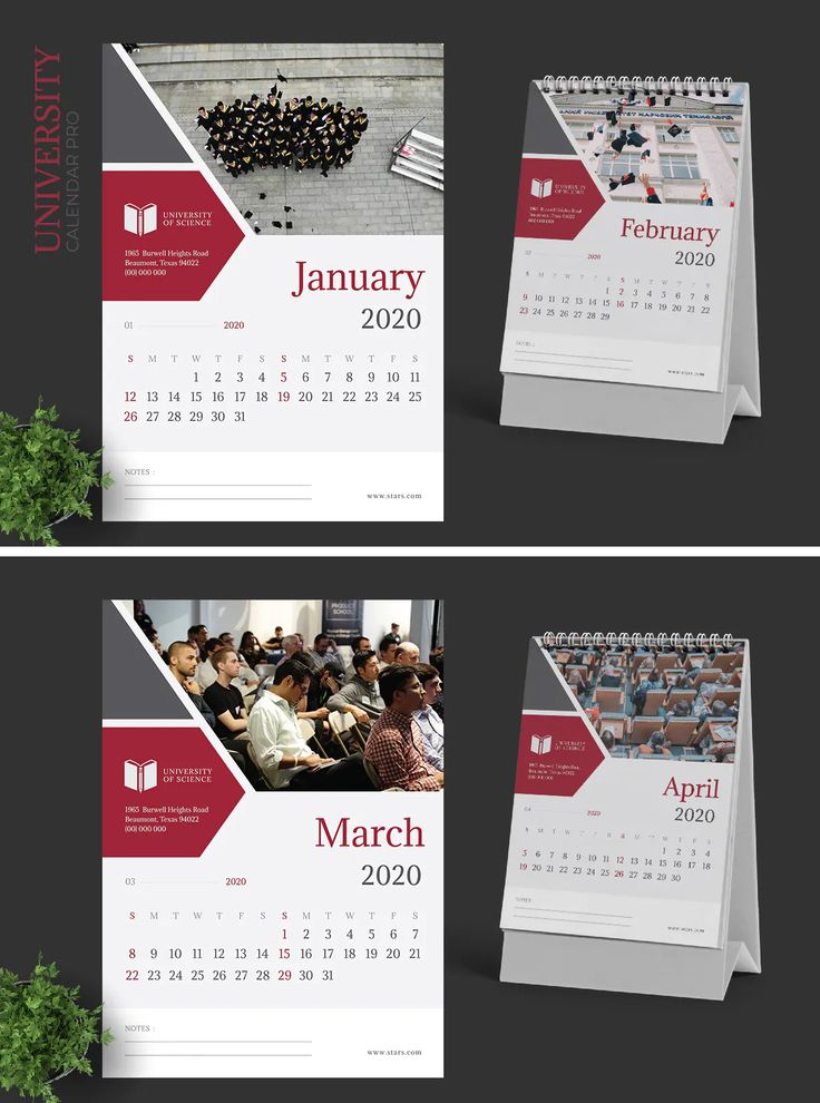 three different calendars with people on them