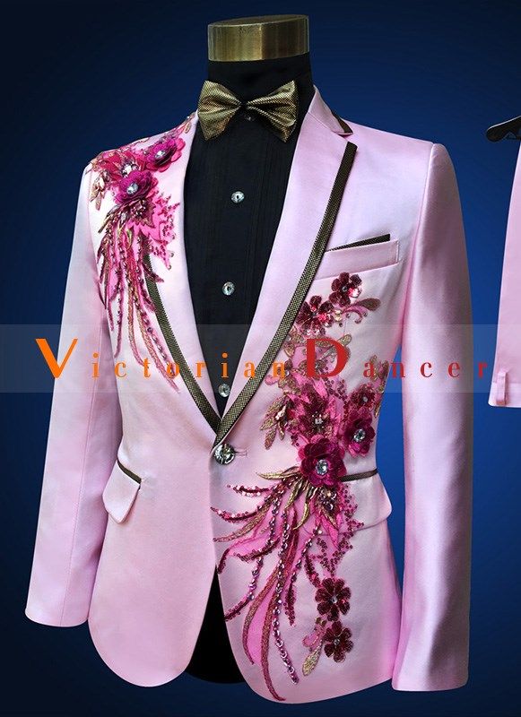 Name:Men Slim Casual Pink Suits Sequins Embroidered Rhinestone Male Host Wedding Dress Man Singer Dancer Costume   Closure Type: Single Breasted   Color: pink   Condition: Brand new   Occasion: Versatile   Include: jacket + pants     Notice : Please remark your height and weight when you placed an order.              amp;nbsp;      amp;nbsp; Embellished Fitted Sets For Ceremony, Fitted Pink Wedding Suits, Pink Fitted Wedding Suit, Festive Fitted Pink Suits, Fitted Wedding Suit With Floral Embroidery, Fitted Wedding Suits With Sequins, Fitted Pink Sets For Ceremony, Embellished Fitted Suits For Wedding, Embellished Fitted Wedding Suit