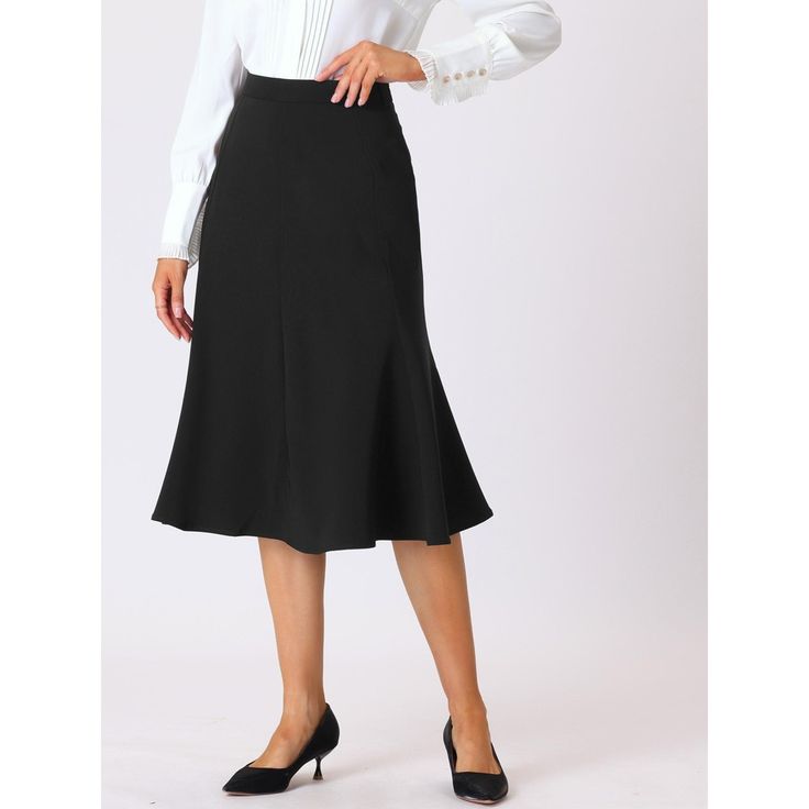 Keep your look elegant and semi-formal in summer weather with this fashion skirt from Hobemty, featuring a high waist, midi length, fishtail hem, and A-line. Comfortable and classic, pair with a semi-formal shirt and heels for a chic office look. This skirt can be a perfect addition to almost any outfit from formal to daily wear, great for work, meetings, and the office. Picnic Skirt, Women's Office, Work Meetings, Distressed Skirt, Bodycon Pencil Skirt, Bodycon Midi Skirt, Womens Office, Fishtail Skirt, Formal Shirt