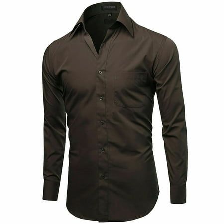 This Omega Italy men's premium long sleeve dress shirt comes in a modern slim fit & button closure. It is perfect for special occasions or semi-casual events. The wide variety of vibrant colors available make it easy to find the perfect color to match any of your outfits. Material: 60% Cotton, 40% Polyester Slim Fit Button down cloure Wide variety of vibrant colors available MSRP: $89.99 Size: 2XL.  Color: Brown.  Gender: male.  Age Group: adult.  Pattern: solid. Solid Long Sleeve Shirt For Office, Office Long Sleeve Dress Shirt With Buttons, Slim Fit Long Sleeve Shirt With Buttons, Formal Solid Color Shirt For Fall, Classic Long Sleeve Solid Color Shirt, Solid Color Dress Shirt For Office In Fall, Classic Solid Color Fall Shirt, Solid Fall Dress Shirt For Office, Fall Office Solid Dress Shirt