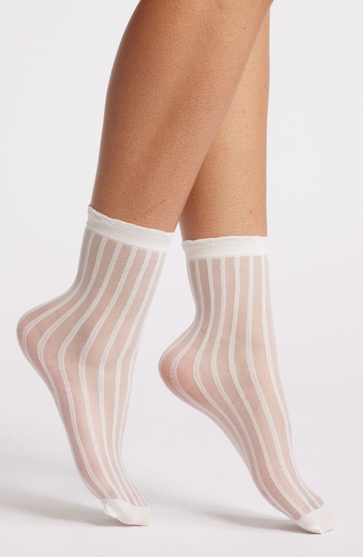 Embrace the airy comfort of soft, lightweight mesh socks textured in tonal stripes. Nylon/spandex Machine wash, tumble dry Imported Mesh Socks, Sheer Socks, Ankle Socks, Stripes, Nordstrom, Socks, Mesh, Spandex, Lace