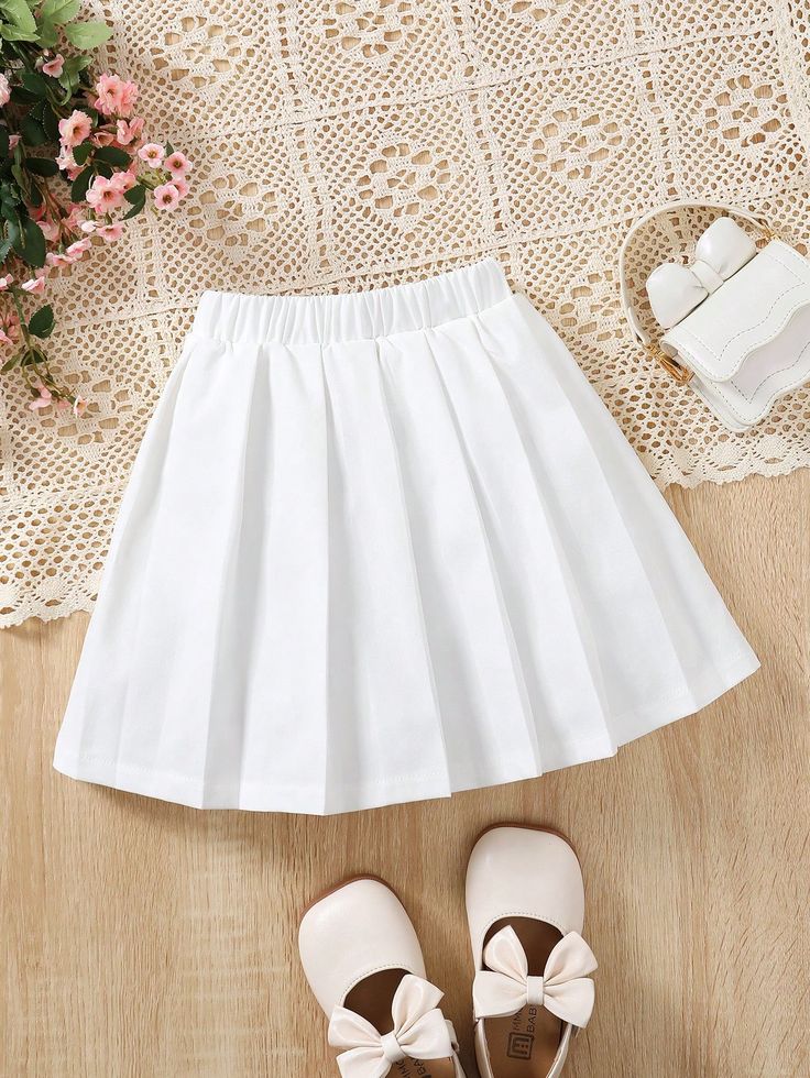 Young Girls' Blue Starry Night Mesh Skirt With Belt, Suitable For Dinner And Other Gatherings White Casual   Polyester Plain Pleated Non-Stretch  Young Girls Clothing, size features are:Bust: ,Length: ,Sleeve Length: Cute White Skirt For School, Cute White School Skirt, Solid Cotton School Skirt, Skirt For Kids, Blue Starry Night, White Pleated Skirt, Girls Skirts, Skirt With Belt, Skirts For Kids