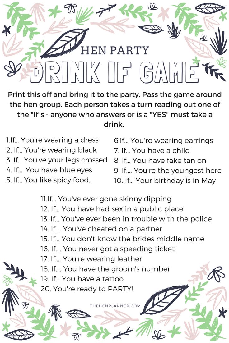 a party game with the words drink if game written on it and leaves around it