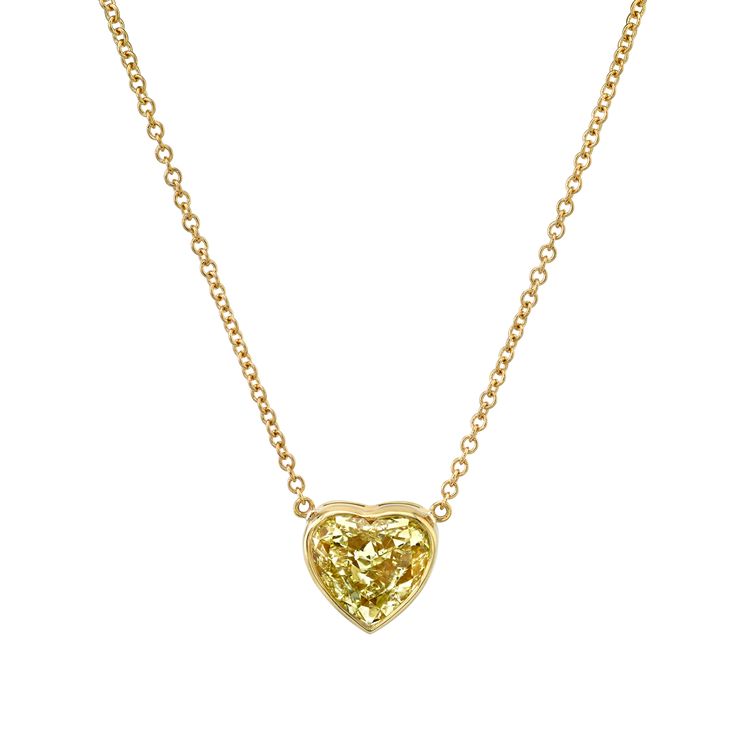 Drape yourself in luxury with our Certified 18k Yellow Gold Heart Shape Yellow Diamond Pendant. This exquisite piece features a captivating yellow diamond meticulously crafted into a heart shape, symbolizing love and opulence. Set in radiant 18k yellow gold, the pendant adds a touch of warmth and sophistication to any ensemble. The diamond is certified for its exceptional quality, ensuring enduring beauty. Luxury Yellow Gold Heart-shaped Diamond Necklace, Yellow Gold Heart Necklace With Gemstone, Yellow Gold Gemstone Heart Necklace For Anniversary, Anniversary Yellow Gold Heart Necklace With Gemstone, Fine Jewelry With Single Cut Yellow Diamonds, Valentine's Day Yellow Gold Gemstone Heart Necklace, Valentine's Day Yellow Gold Heart Gemstone Necklace, Yellow Gold Double Heart Gemstone Jewelry, Fine Jewelry Yellow Gold Heart-cut