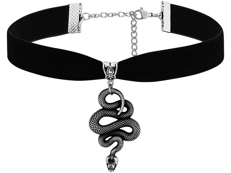 PRICES MAY VARY. GOTHIC SNAKE CHOKER NECKLACE: The Snake Choker Design Is Nice And Unique, Goes Well With Any Other Accessories, Show Your Personality Every Moment MATERIALS: Meticulously crafted from high-quality stainless steel and soft velvet SIZE & LENGTH: The Snake Pendant measures 0.98 inches in width x 1.6 inches in length. The chain is 12.6 inches, extender chain: 3 inches PERFECT GOTH JEWELRY GIFT: Perfect Gifts on birthday, party, Halloween,New Year, Valentine's Day, Mother's Day, Than Soft Goth Jewelry, Silver Choker For Halloween Gift, Gothic Adjustable Necklace For Costumes, Black Fantasy Choker For Gift, Black Fantasy Choker As A Gift, Black Fantasy Style Choker For Gift, Black Fantasy Style Choker As Gift, Adjustable Black Fantasy Choker, Punk Costume Choker Jewelry