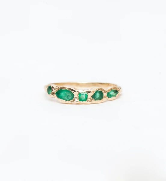 Journey Treasure Emerald Ring | Misa | No.3 Green Multi-stone Emerald Ring Fine Jewelry, Fine Jewelry Green Multi-stone Emerald Ring, Multi-stone Emerald Diamond Ring For May Birthstone, Green Multi-stone Emerald Ring For May Birthstone, Green Multi-stone Emerald Rings, Green Tsavorite Rings With Bezel Setting, Multi-stone Emerald Cut Emerald Ring For May Birthstone, Green Emerald Ring With Bezel Setting, Green Emerald Rings With Bezel Setting