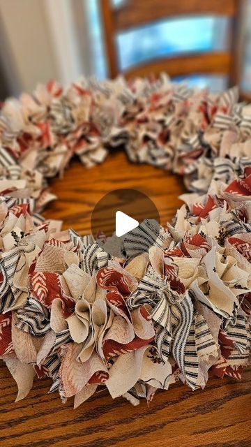 a close up of a wreath on a table