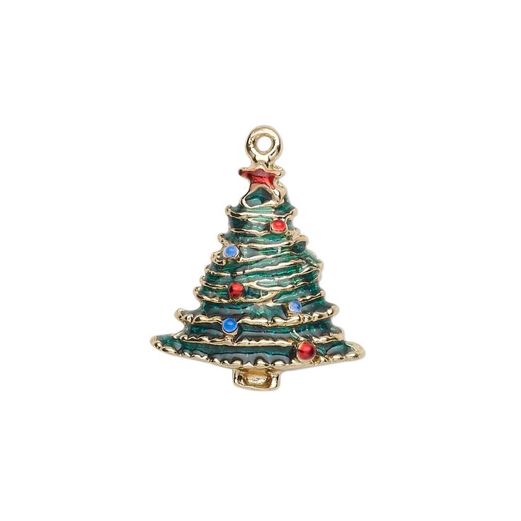 a christmas tree charm on a white background