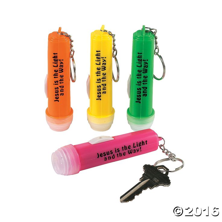 four different colored lighters with keys attached to them