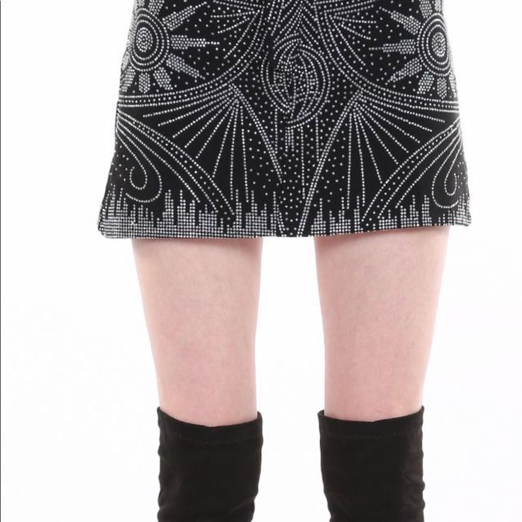 Beulah Style Glitter Studded Short Skirt S/M Or M/L 55%Cotton 45% Polyester-S/M On Model Stretchy Fabric, Zip Front Belt Included Sparkling Fitted Skirt, Glamorous Embellished Black Bottoms, Glamorous Black Embellished Bottoms, Glamorous Lined Skirt For Night Out, Glamorous Lined Mini Skirt For Night Out, Embellished Mini Length Bottoms For Party Season, Glamorous Embellished Mini Bottoms, Glamorous Skort For Night Out And Party Season, Embellished Evening Skirt