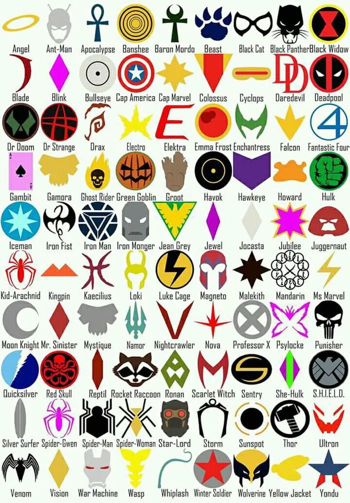 many different logos are shown together in this graphic art work, which includes the symbols for each