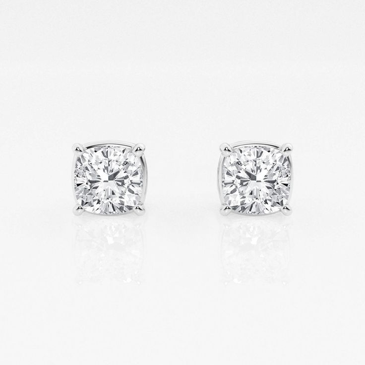 There's nothing more versatile than a pair of classic stud earrings. We love these princess cut lab grown diamond studs for every occasion. Pick the size and color best suited to your ears in the color of gold that you fancy. Classic White Diamond Earrings With Single Cut Diamonds, Classic White Diamond Earrings With Single Cut, Classic Gia Certified Cushion Cut Jewelry, White Asscher Cut Diamond Earrings, Luxury Silver Cushion Cut Diamond Earrings, Classic Asscher Cut Lab Grown Diamond Jewelry, Luxury Diamond Earrings With Cushion Cut And Accents, White Diamond Earrings With Diamond Accents In Asscher Cut, Silver Cushion Cut Diamond Earrings With Prong Setting