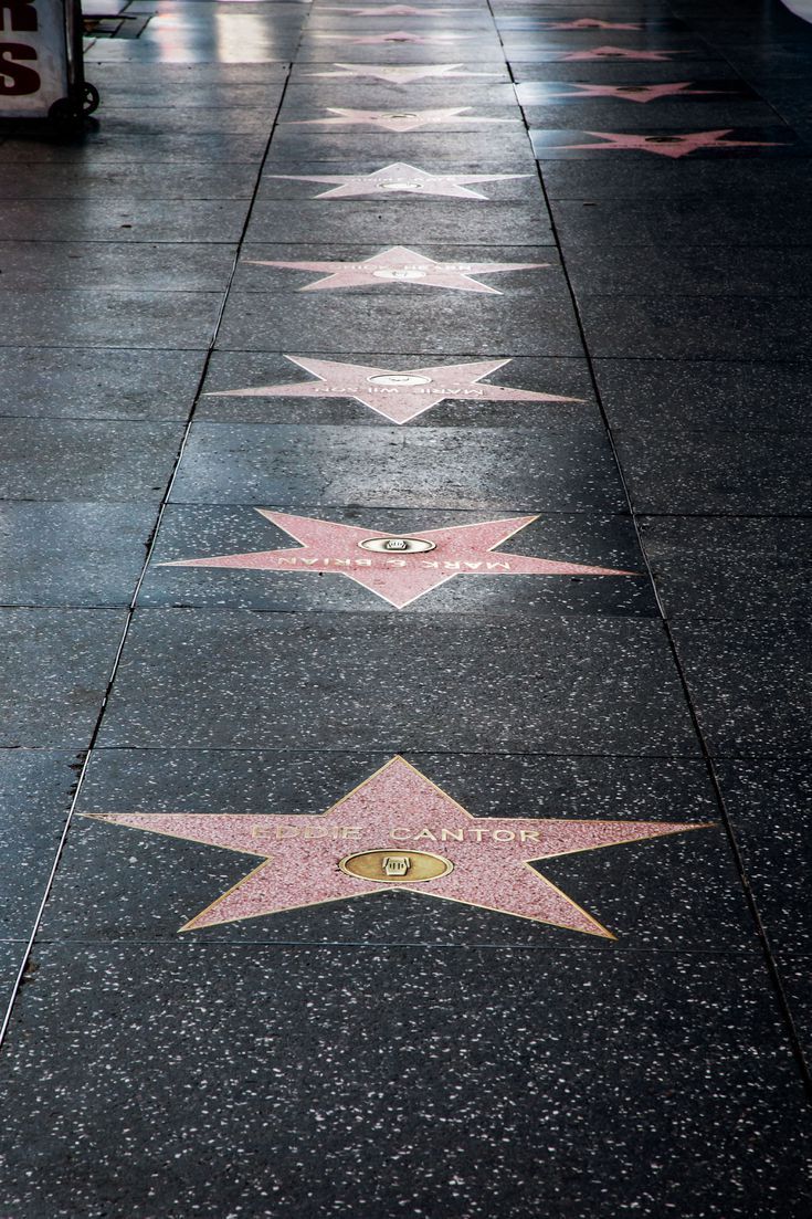 the hollywood walk of fame stars are lined up