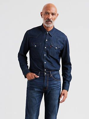 Oxford Jeans, Denim Shirt Outfit, Denim Outfit Men, Denim Western Shirt, Western Denim Shirt, Denim Suit, Levis Shirt, Denim Shirt Men, Work Jeans