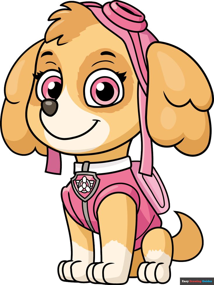 a cartoon dog wearing a pink outfit