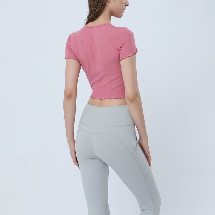 87% Viscose . 13% Spandex Soft. comfortable. skin friendly 4-way stretch. breathable and sweat-wicking Classic V-shape neckline Designed with ruched tailoring for a textured look Cropped designs that allow your skin to breathe all while being cute & trendy. Perfectly pair with your favorite pants. skirts. leggings. joggers. etc. Perfect for both sports activities and daily life Sports Bra And Leggings, Strapless Bandeau, Neckline Designs, Yoga Set, Sports Activities, Sports Top, Plus Size Swimwear, Sports Leggings, Trending Now