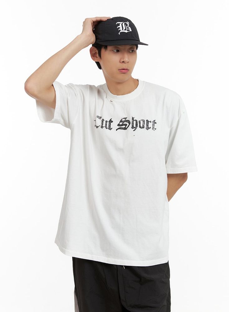 mens-oversized-lettering-t-shirt-il404 / White White Crew Neck T-shirt With Lettering, Oversized Crew Neck T-shirt With Lettering, Oversized Lettering T-shirt For Streetwear, Oversized White T-shirt With Lettering, White Slogan T-shirt For College, White College Style T-shirt With Letter Print, White College Style T-shirt With Text Print, Sporty Streetwear T-shirt With Lettering, Oversized Slogan Shirt For Streetwear