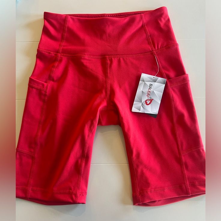 These Shorts Are In Perfect Condition And Have Never Been Worn! Red Biker Shorts With Built-in Shorts, Sporty Red Biker Shorts With Built-in Shorts, Red Activewear With Built-in Shorts, Red Athletic Shorts With Built-in Shorts, Red Fitted Activewear With Built-in Shorts, Red Athleisure Activewear With Built-in Shorts, Red High-waisted Sporty Athletic Shorts, Casual Red Biker Shorts For Sports, Stretch Red Shorts For Yoga