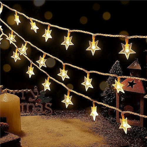 Fairy Star, Star String Lights, Star Lights, Outdoor Christmas Tree, Bulb String Lights, House Bedroom, Led Fairy Lights, Garden Party Wedding, Twinkle Star