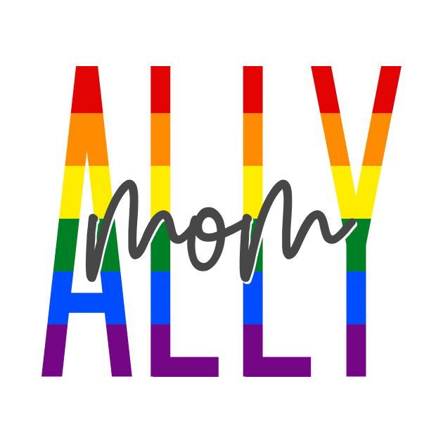 the word ally is painted in rainbows and black ink on a white background with an inscription