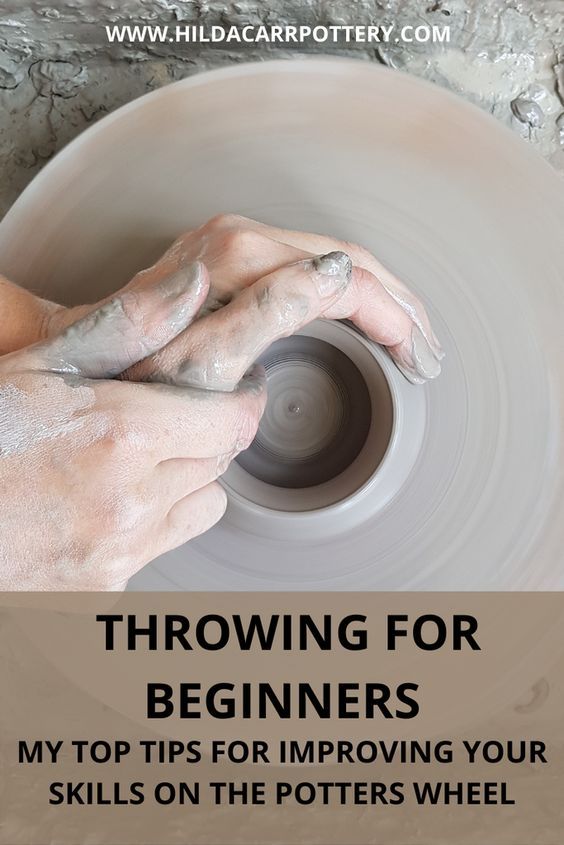 a potter's hands working on a wheel with the words throwing for beginners my top tips for improve your skills on the potters wheel